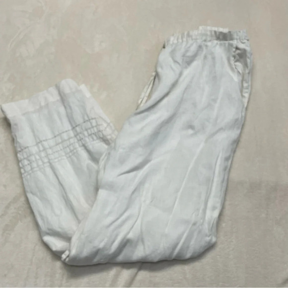 Austin Reed London 100% linen wide leg pants white boho coastal women’s 18 - Picture 5 of 11